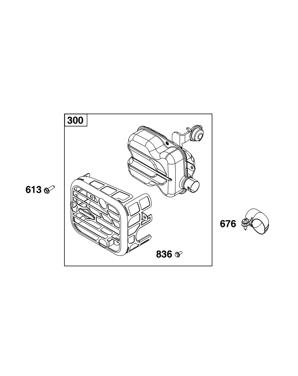 Exhaust Group Diagram and Parts List for 093J02-0095-H5 020000 - 09Z999 Briggs and Stratton Engine